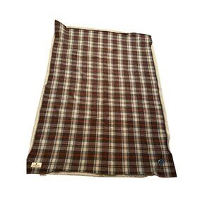 VTG Woolrich Plaid Wool Blend Sherpa Heavy Throw Blanket Reversible Wheelchair